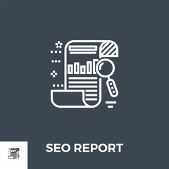 Wall Mural - seo report related vector thin line icon. isolated on black background. vector illustration.