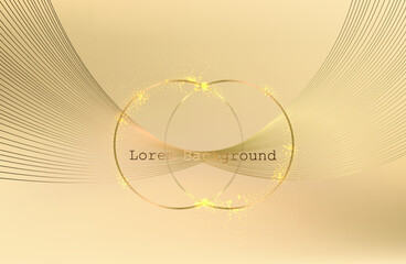 Modern abstract light background with a golden wave of lines. Imitation of a sound wave. two golden rings with sparkle. vector illustration. Suitable as wallpaper background, cover, template.