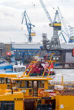 Harbour Cranes At Port Of Hamburg, Germany