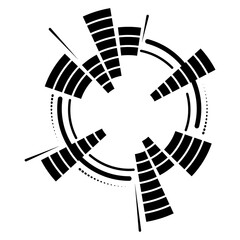 Poster - Geometric circular neon equalizer. Eq round audio soundwaves. Round music equalizer scale. Vector illustration.