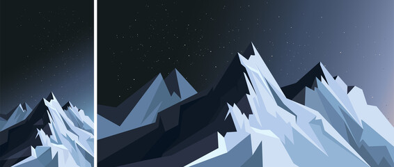 Wall Mural - mountains in moonlight. nature scenery in vertical and horizontal orientation.