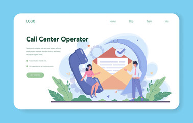 Poster - Call center or technical support web banner or landing page
