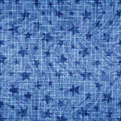 Poster - Denim blue color. Star seamless pattern. Indigo texture. Repeat stars background. Repeated jeans modern fabric. Abstract patern. Repeating irregular creative stars. Mark mottled design prints. Vector