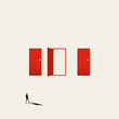 Business career opportunity vector concept with open door. Symbol of success, ambition, motivation. Minimal illustration