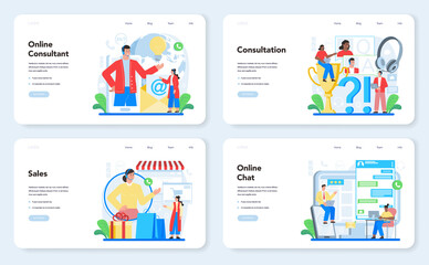  Professional consulting web banner or landing page set.