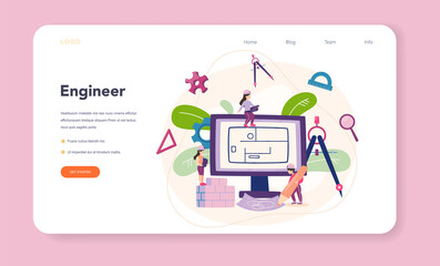 Fototapete - Architecture web banner or landing page. Idea of building project