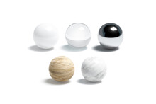 Blank Glass, Metallic, Wood And Marble Ball Mockup Set