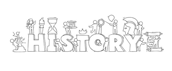 Wall Mural - Word History with studing little people