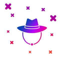 Sticker - Color Western cowboy hat icon isolated on white background. Gradient random dynamic shapes. Vector