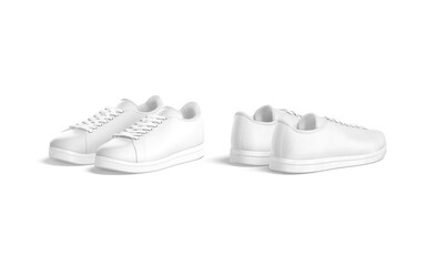 Wall Mural - Blank white leather sneakers with lace mockup, front and back