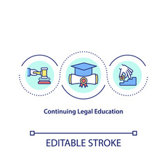 Leinwandbilder - Continuing legal education concept icon. Study in law school, college reentry. Academic degree idea thin line illustration. Vector isolated outline RGB color drawing. Editable stroke
