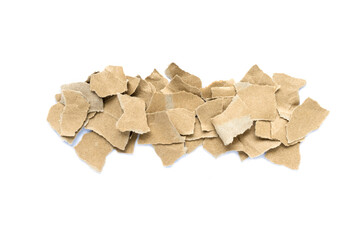 Recycled paper craft stick on a white background. Brown paper torn or ripped pieces of paper isolated on white background.
