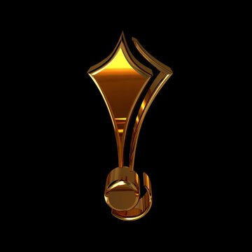 3d render of a symbol made of gold on a black background