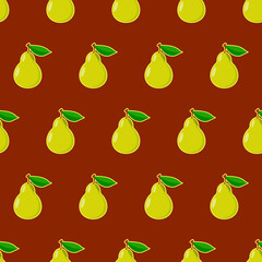 Poster - Pear Pattern. Brown Pear Pattern. Seamless Pear  Wallpaper. Vector Pattern. Brown Seamless Pear Pattern.
