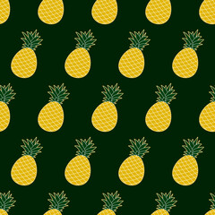 Poster - Pineapple Pattern. Green Pineapple Pattern. Seamless Pineapple Wallpaper. Vector Pattern. Green Seamless Pineapple Pattern.