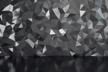 Poster - Grey wall with triangle pattern, concrete floor, interior design, monochrome