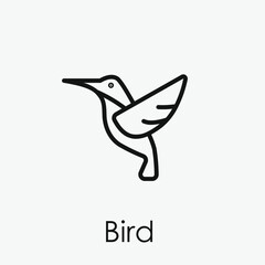 Poster - Bird vector icon.  Editable stroke. Linear style sign for use on web design and mobile apps, logo. Symbol illustration. Pixel vector graphics - Vector