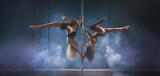 beautiful pole dance duo woman