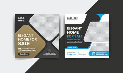 Real estate Business Flyer, leaflet, or Social media Square Banner layout cover design template