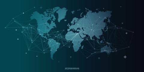 Global network connection. World map point and line composition concept of global business. Vector Illustration