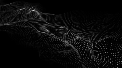 Digital technology wave. Abstract background with dots moving in space. Futuristic modern dynamic wave. Vector illustration.