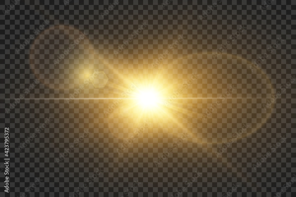 Vector transparent sunlight special lens flare light effect. PNG. Vector illustration - obrazy, fototapety, plakaty 