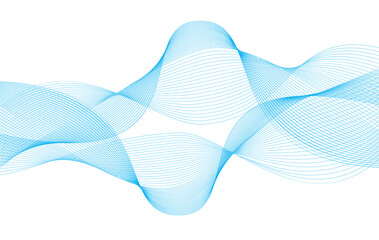 Wall Mural - Abstract wave from curved lines of blue color on white background. Vector Illustration