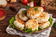 © natkinzu - Chicken cutlets from minced meat with dill. Pan-fried meatballs. Healthy dinner for the family. Rustic style