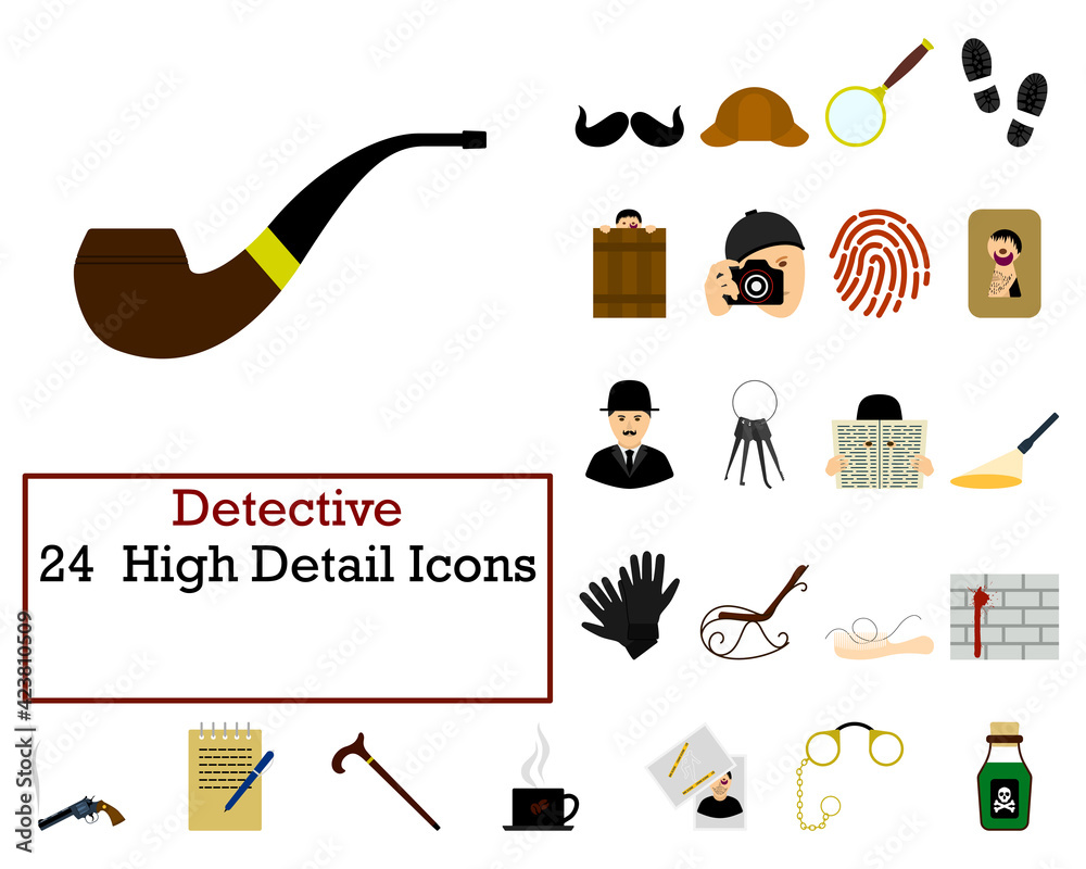 Detective Script Icon Detective Icon Set Stock Vector | Adobe Stock