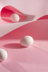 Sticker - Pink pastel easter eggs with wave paper pink background