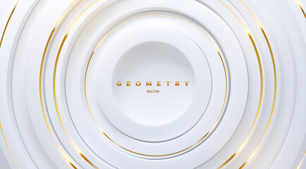 Poster - Abstract background with white circle shapes and golden stripes
