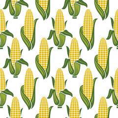 seamless pattern of corncob isolated on white background
