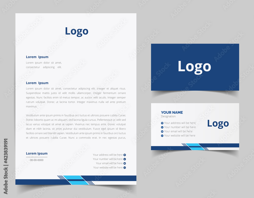 Business card and letterhead design set. Corporate and business style ...