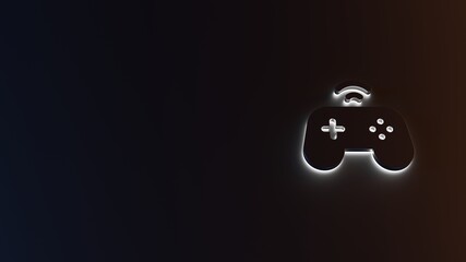 Canvas Print - 3d rendering of white light stripe symbol of gamepad on dark background