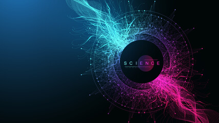 Poster - Science information banner template background for your presentation, posters, flyer, brochure, book cover, banners. Scientific or chemistry concept. Scientific vector illustration.