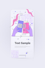 Poster - hands scanning qr code on milk package electronic digital technology definition of product informati