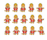 Fototapeta Pokój dzieciecy - Yellow cat king characters set showing various emotions, facial expressions. Modern vector illustration
