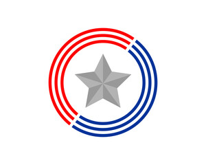 Wall Mural - circle stripes and star in the middle with american color