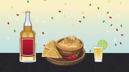 Canvas Print - mexican celebration with tequila and nachos