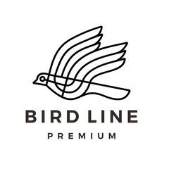 Sticker - bird line monoline logo vector icon illustration