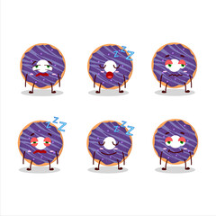 Poster - Cartoon character of blueberry donut with sleepy expression