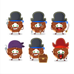 Poster - Cartoon character of chocolate donut with various pirates emoticons