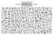 © Ladychelyabinsk - Vector hand drawn set of isolated doodles on the theme travel, tourism, space, fashion, fruits, food, job, nature, transport, business, holidays. Hand drawn icons for use in design