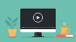 video media player icon on computer concept, vector flat design illustration