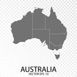 Transparent - High Detailed Grey Map of Australia. Vector Eps 10.