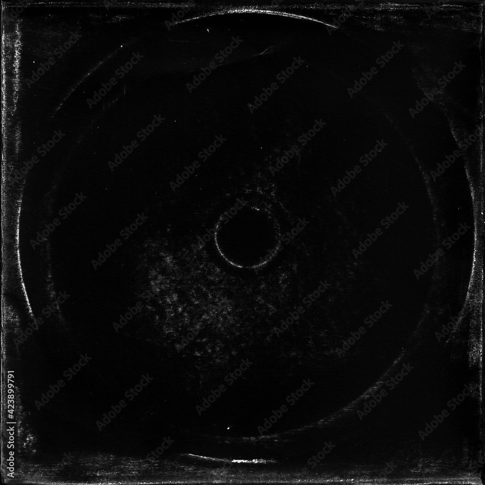 cd mark texture on paper for old cover art. grungy frame in black background. can be used to replicate the aged and worn look for your creative design. - obrazy, fototapety, plakaty 