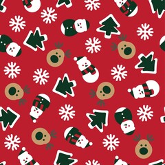 Wall Mural - Christmas Snowman seamless pattern design