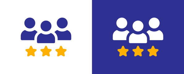 Poster - Customer experience. Group of people with 3 stars vector icon illustration.