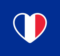 Poster - France flag inside a heart vector illustration. Love country of french people.