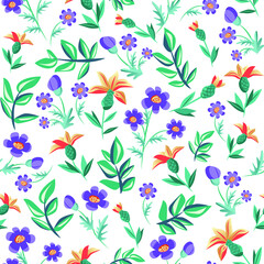 seamless pattern with tsvatemi and frames. ornament on the theme of spring, Easter and flowers. Vector pattern for textile decoration and printing